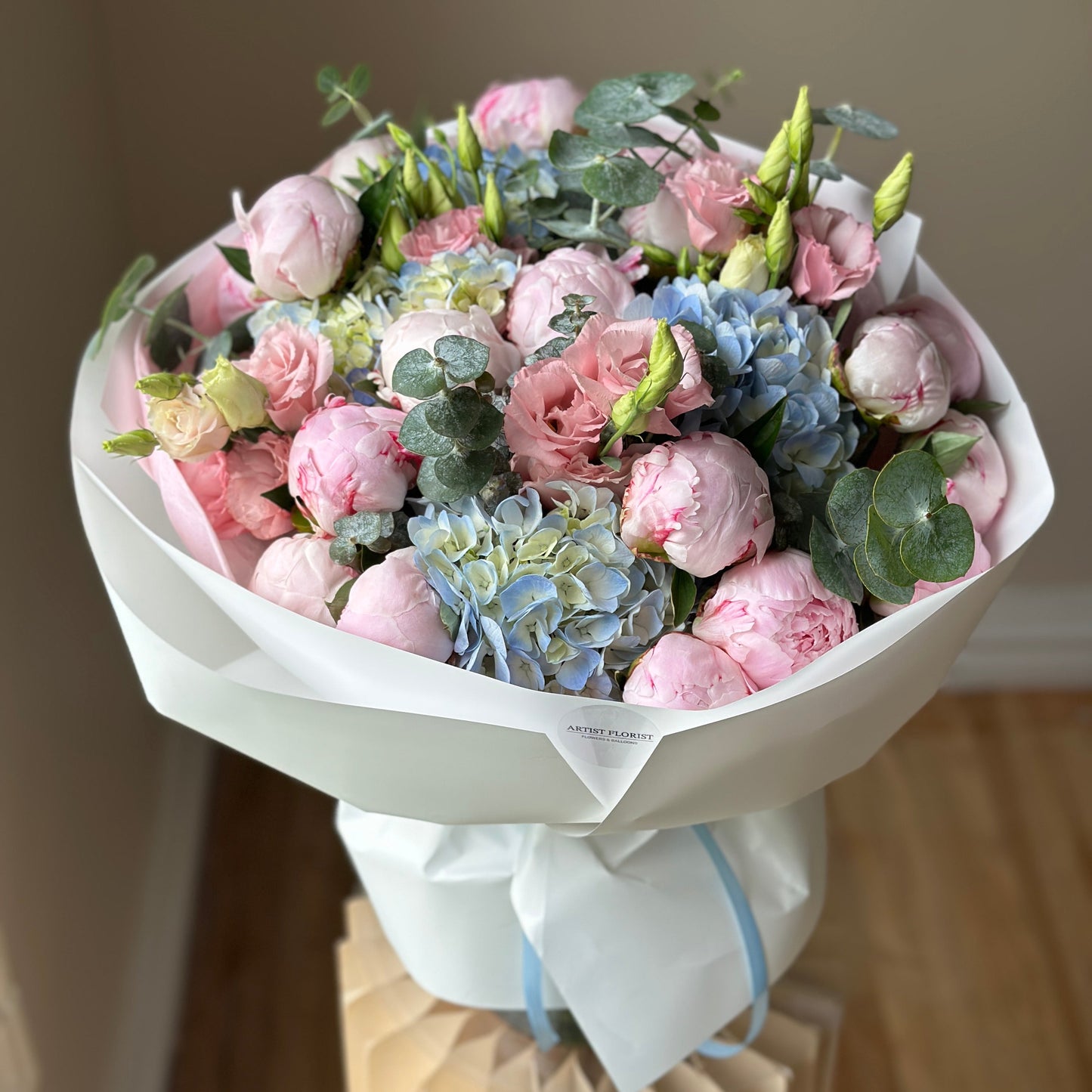 Blue Blush – Peony & Hydrangea Bouquet