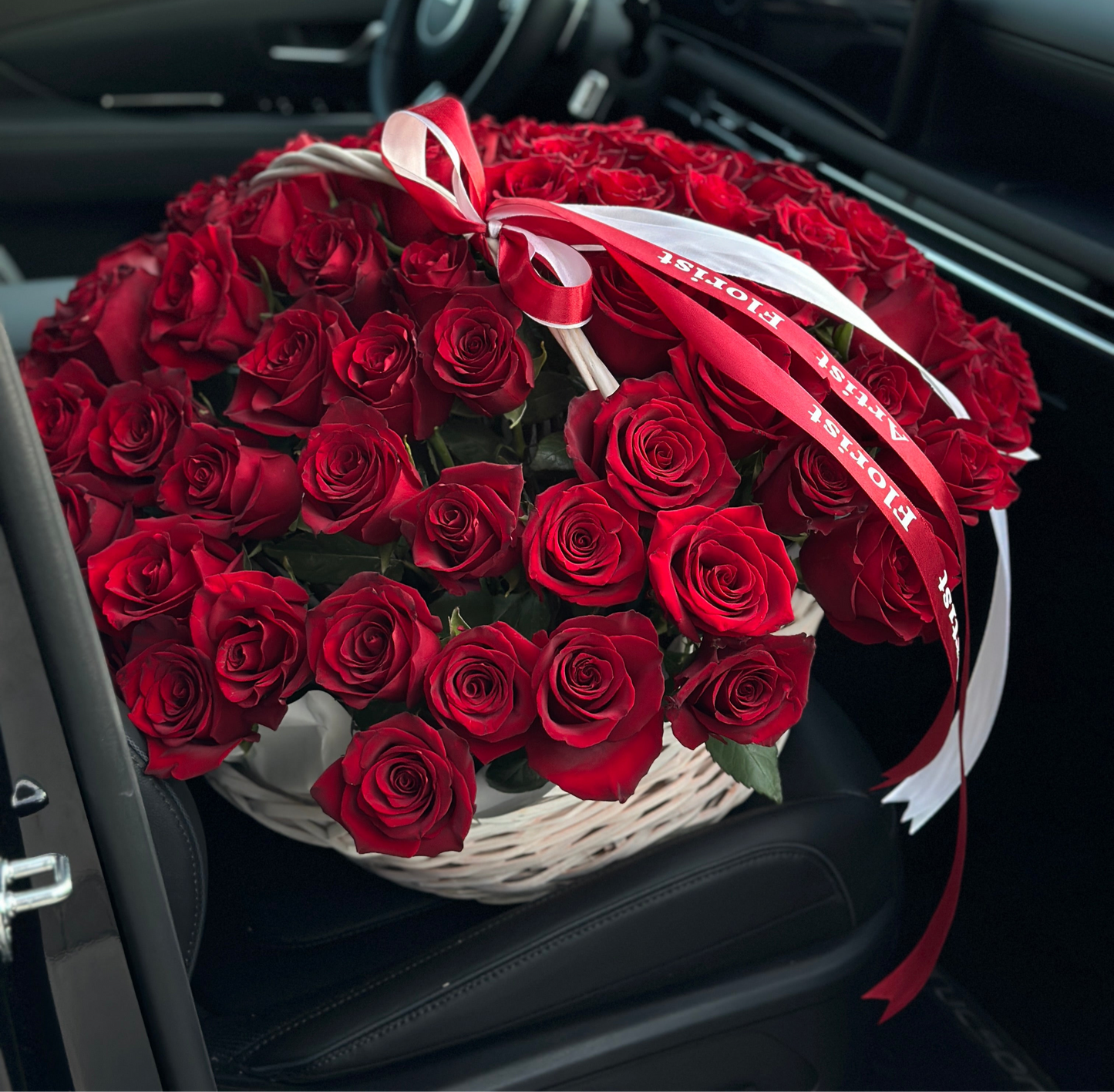 100 Red Roses in Basket – Luxury Romantic Flowers | Winnipeg Delivery