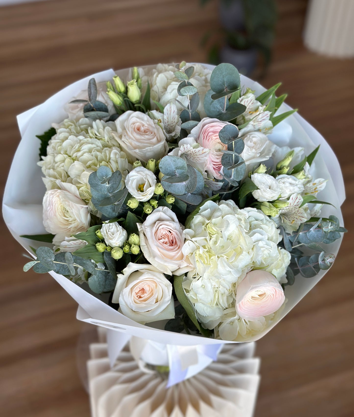Ice Cream- Hydrangea, Garden Roses, Ranunculus Bouquet