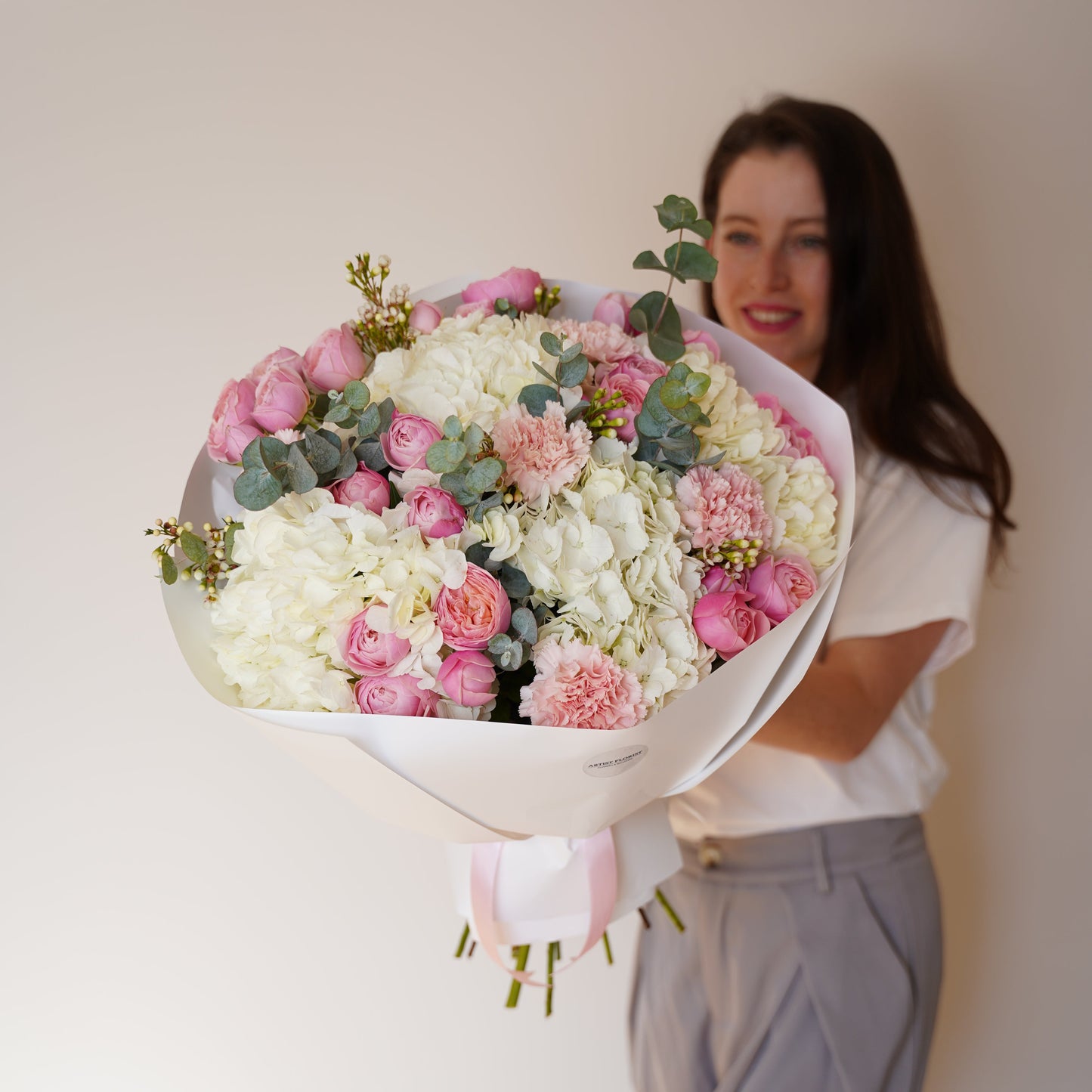 Secret Garden- Hydrangea, Spray Roses & Eucalyptus Bouquet