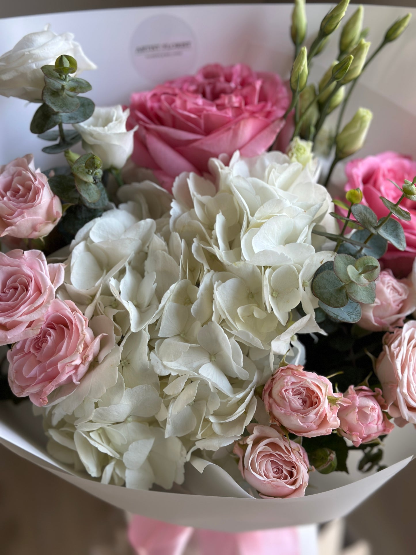 Cotton Candy- Hydrangea, Peony Roses, Lisianthus Bouquet