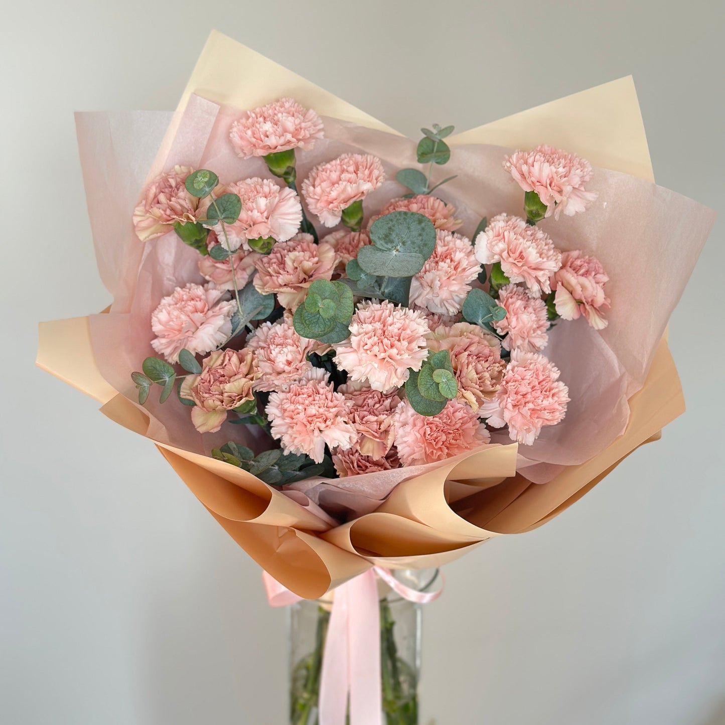 Bouquet with 25 Carnations & Eucalyptus