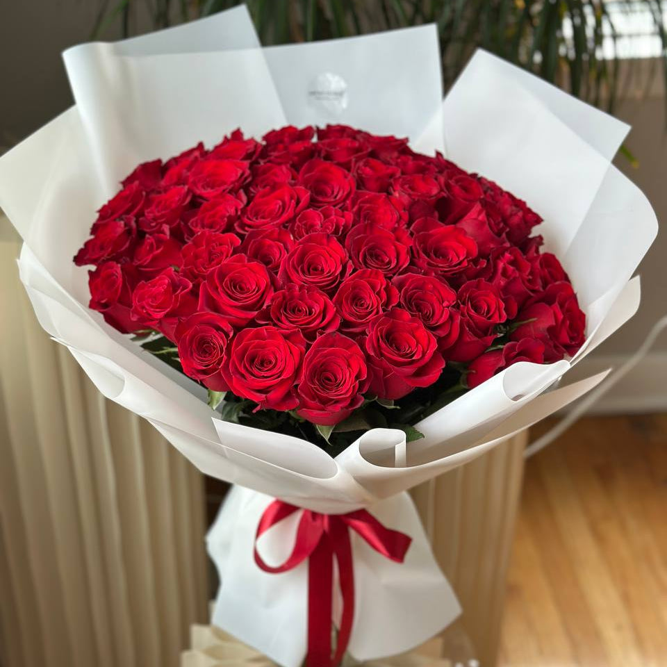 50 Premium Red Roses Bouquet