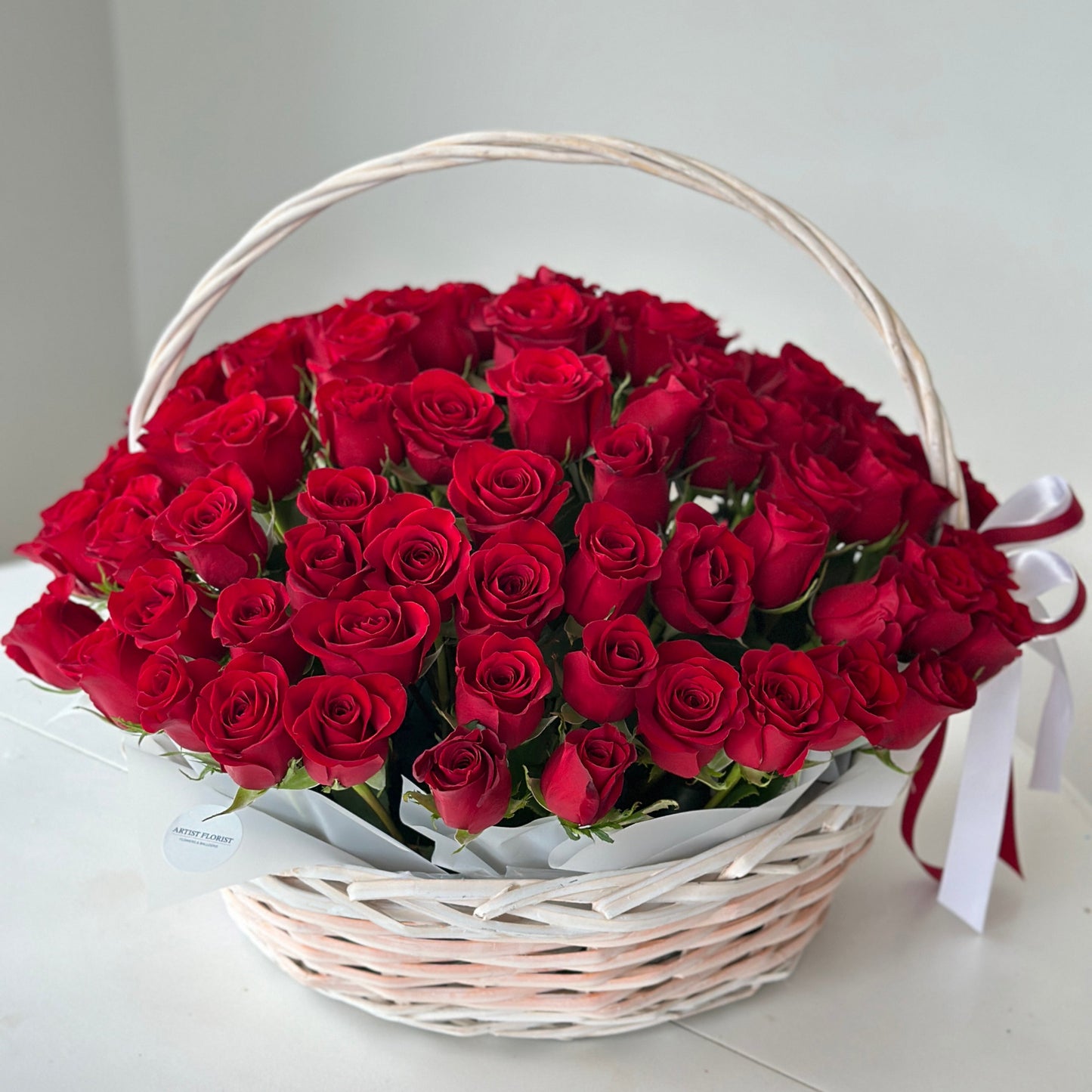 100 Red Roses in Basket – Luxury Romantic Flowers | Winnipeg Delivery