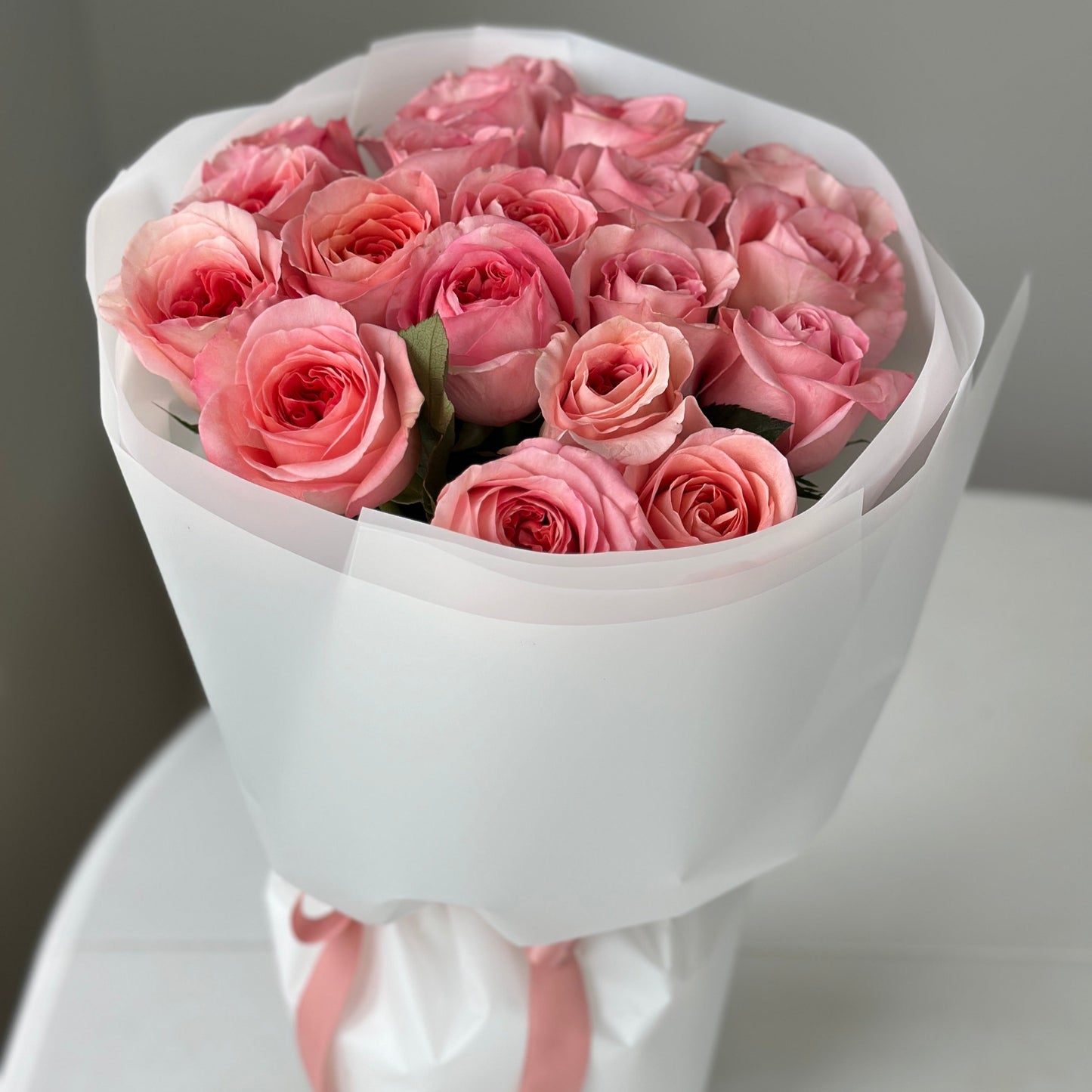 19 Premium Peony Pink Roses Bouquet