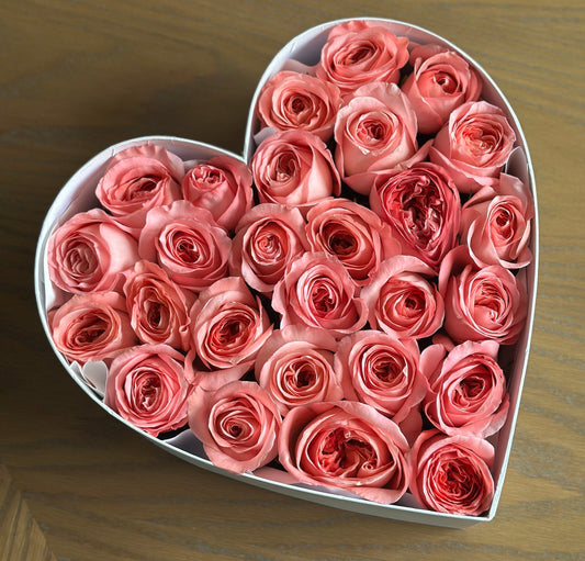Ti Amo – Heart-Shaped Flower Box with 2 Dozen Pink Peony Roses