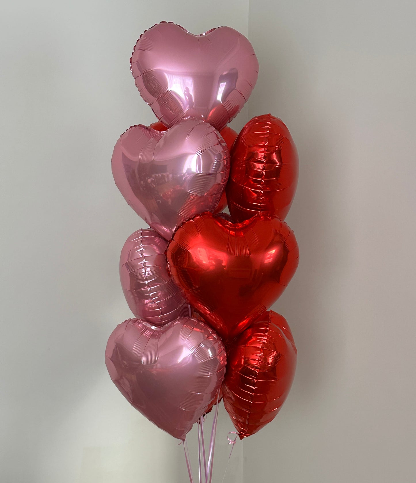 Pink & Red Heart Foil Balloons – Set of 10