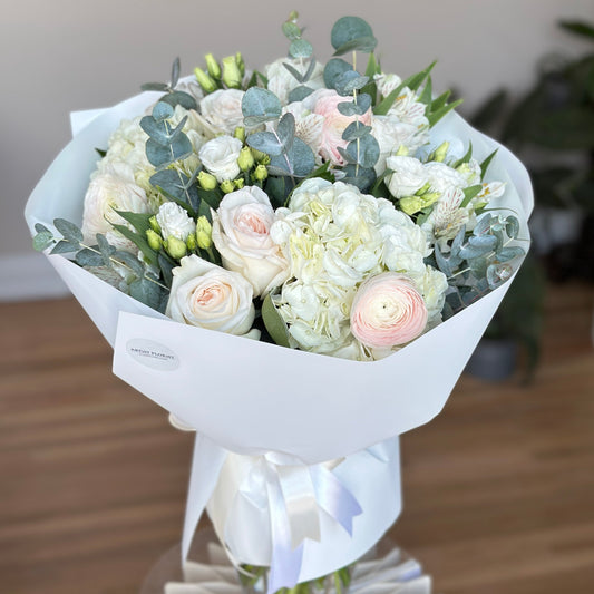 Ice Cream- Hydrangea, Garden Roses, Ranunculus Bouquet