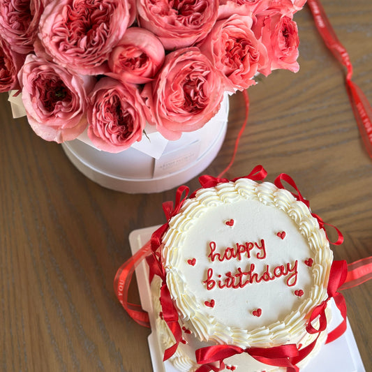 Luxury Flower Box with 2 Dozen Peony Roses & 1kg Cake | Winnipeg Flower Delivery