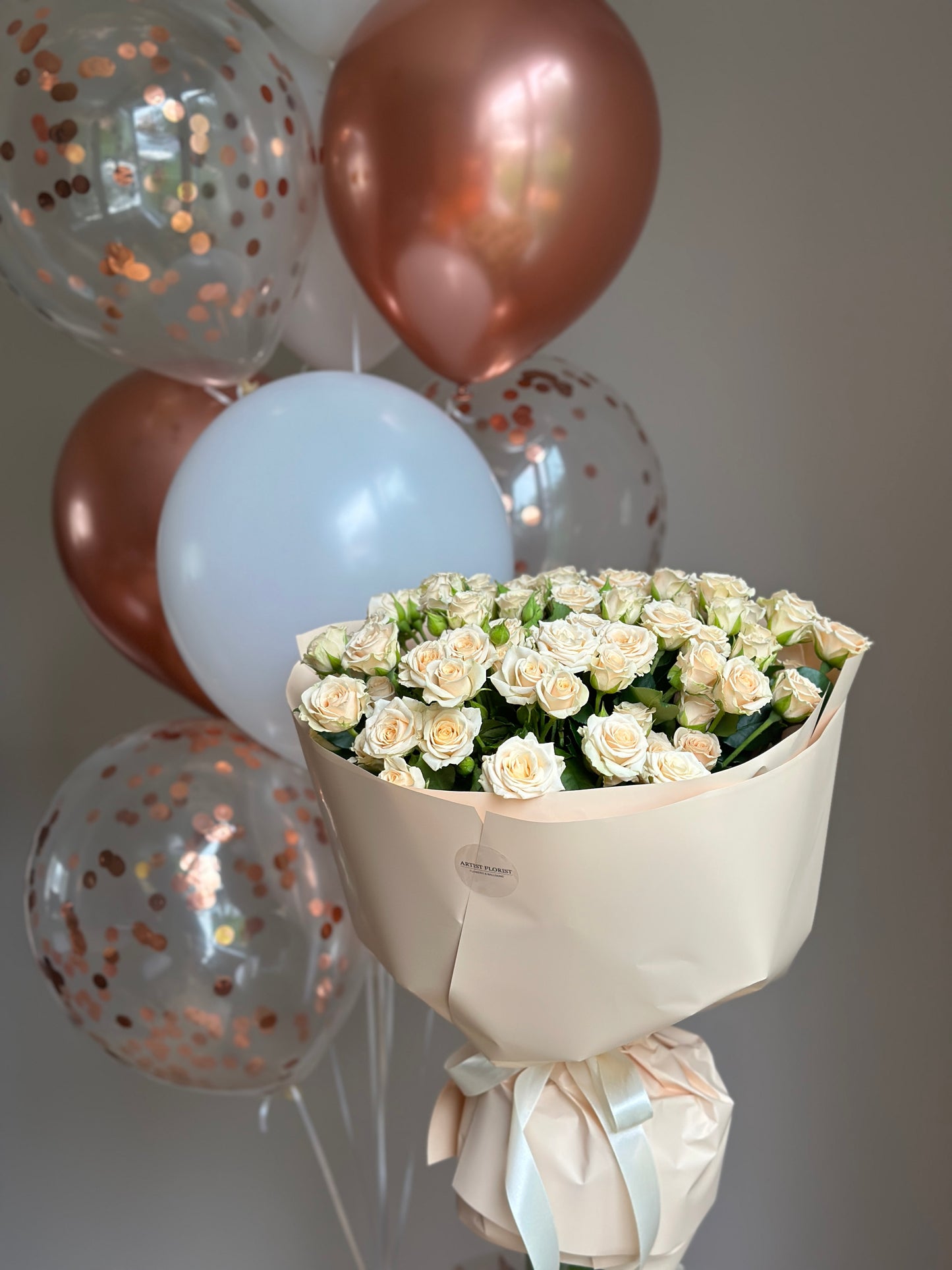 Cream Elegance Set | Spray Roses & Balloon Bundle