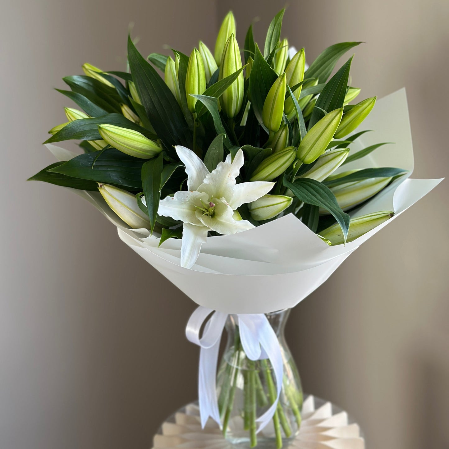 Pure Elegance — White Lily Bouquet