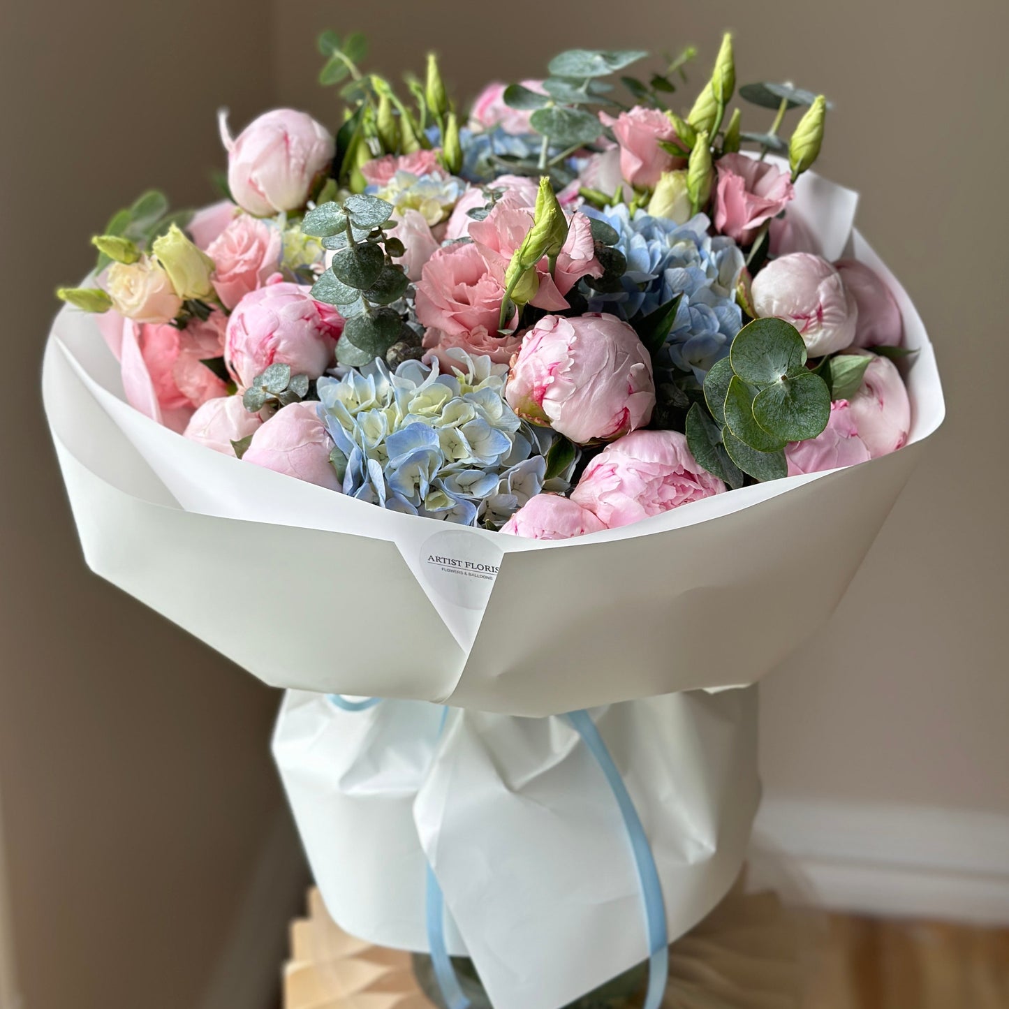 Blue Blush – Peony & Hydrangea Bouquet
