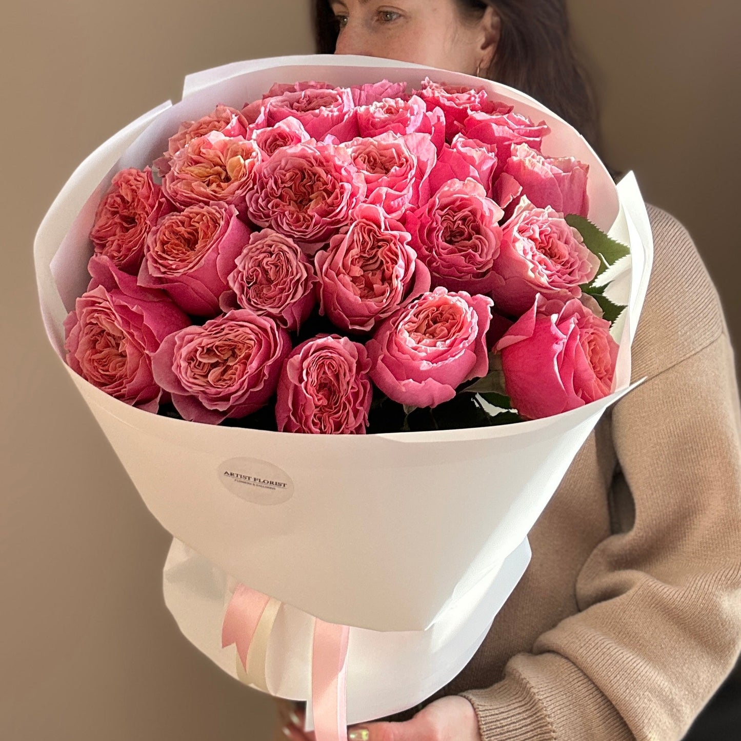 Bouquet of 25 peony roses “Sweet eye”