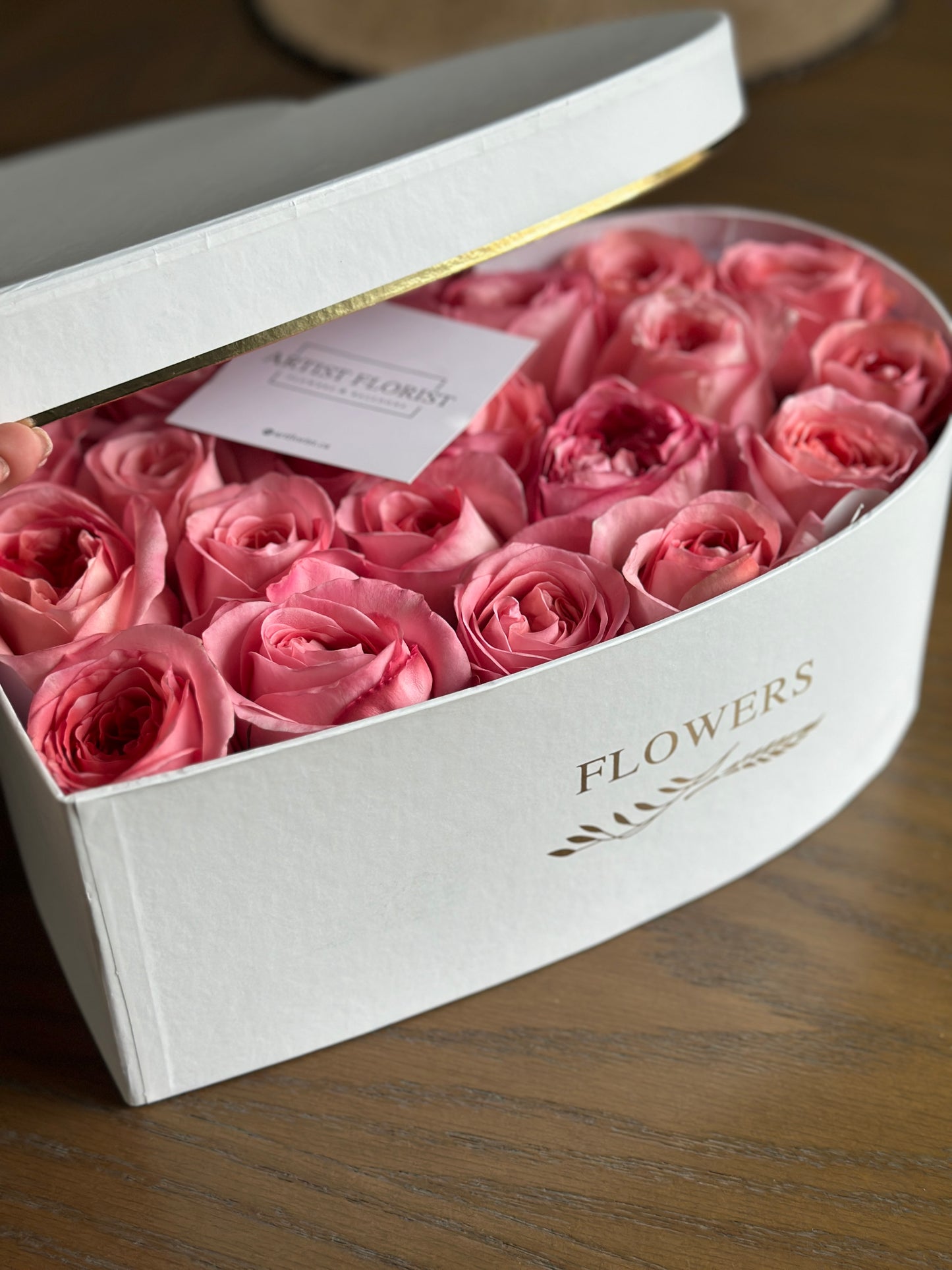 Ti Amo – Heart-Shaped Flower Box with 2 Dozen Pink Peony Roses