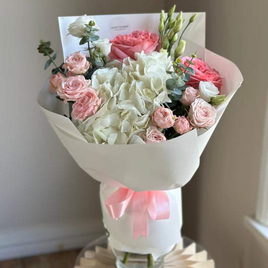 Cotton Candy- Hydrangea, Peony Roses, Lisianthus Bouquet