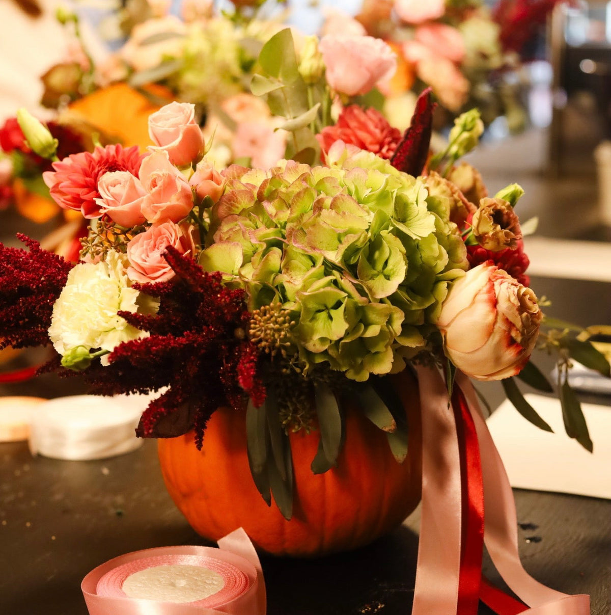 Pumpkin Fall Floral Arrangement