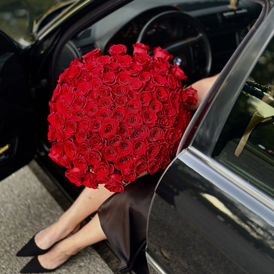 100 Premium Red Roses Bouquet